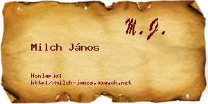 Milch János névjegykártya